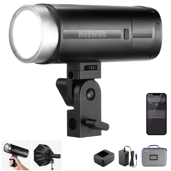 NEEWER Q200 200Ws 2.4G TTL Outdoor Flash with App Control – פלאש מקצועי לצילום ווידאו. נייד ו משקל., הספק פלאש 200Ws מתאים צילום מקצועי.. איכות גבוהה, מתאים לסט