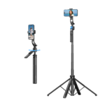חצובה רב-תכליתית בגובה 1.8 מטר, משלבת מייצב Gimbal מובנה וטכנולוגיית בינה מלאכותית למעקב אוטומטי אחר פנים ותנועה. אידיאלית ליוצרי תוכן, ולוגרים וסטרימרים המחפשים פתרון חכם לצילום עצמי איכותי ויציב.