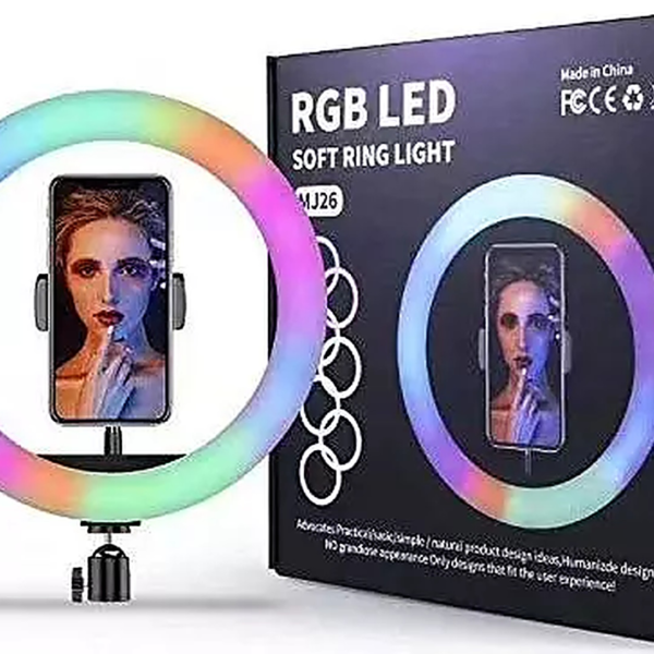 רינג לייט בגודל 10 אינץ’ דגם MJ26 RGB