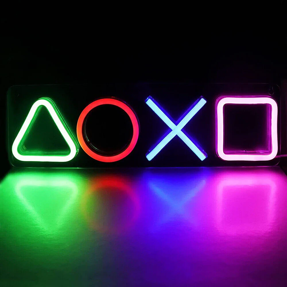 LED Neon Wall Sign PlayStation Symbols