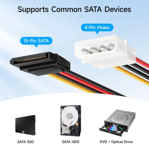 Molex To 3 SATA Connector
