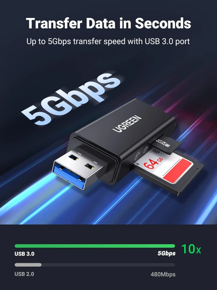 UGREEN Adapter USB to TF + SD Card Reader