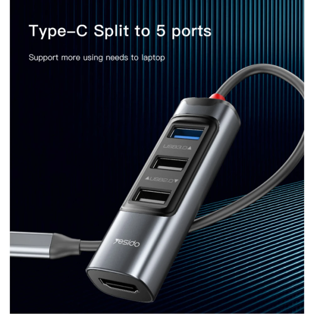 Yesido Adapter Hub 5in1 USB-C HB22